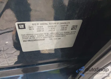 2014 Cadillac Xts Luxury z USA, uszkodzony, nr VIN 2G61M5S3XE9325686